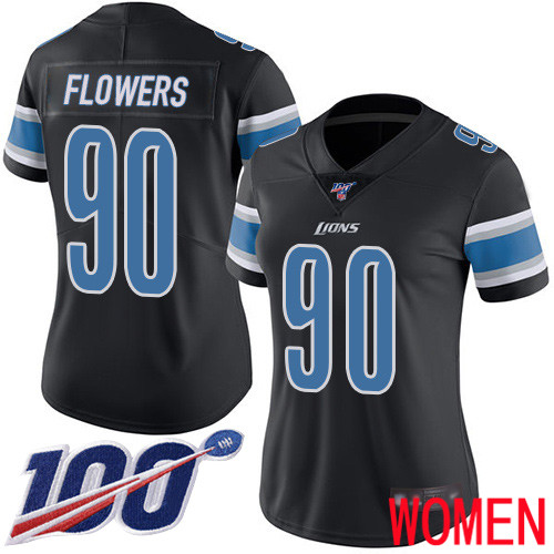 Detroit Lions Limited Black Women Trey Flowers Jersey NFL Football #90 100th Season Rush Vapor Untouchable